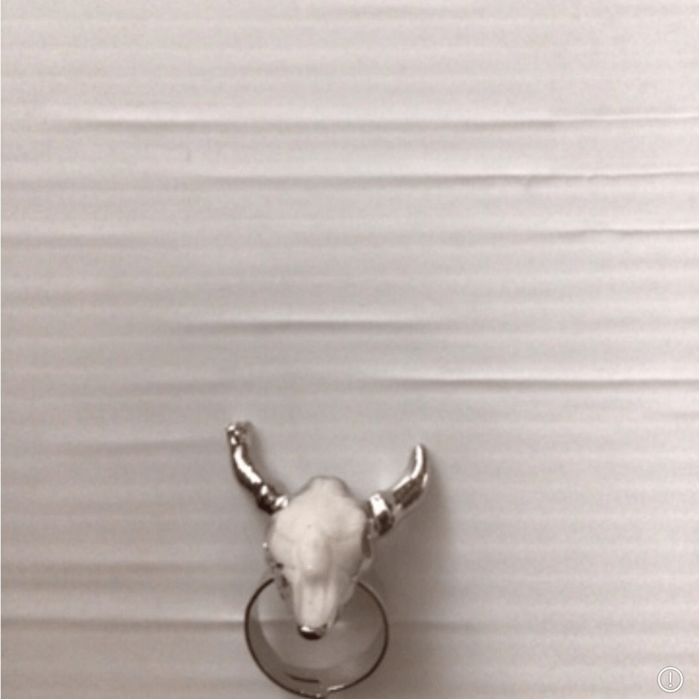 NEW alloy Silver and White Bull Skull ring